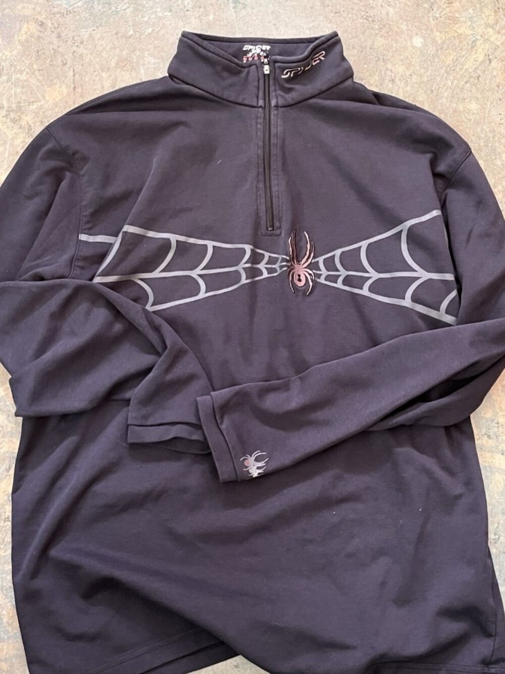 Men's Spyder Pullover Quarter Zip Shirt Cotton Poly Halloween Fall Sz XL